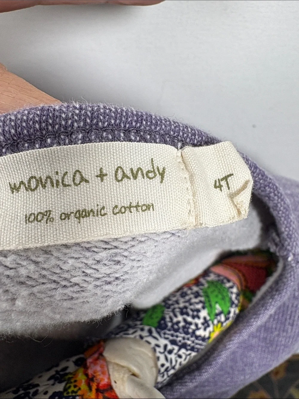 MONICA & ANDY Girl's Ruffle Shoulder Purple Sweatshirt Organic Cotton Dress 4T